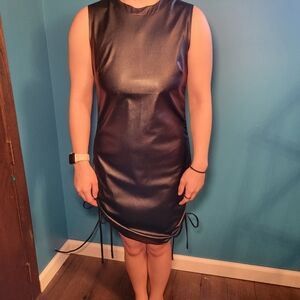 NWT Fashion Noma‎ Sleeveless Drawstring Rouched Bodycon Dress Black Size Small